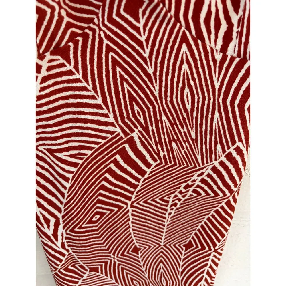 Windsor Red White Geometric Print Midi Dress Size M Spaghetti Strap Slip Dress - Picture 5 of 7